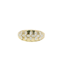 14KT Gold Ring Women's Light Weight Five White CZ Stone Marquise Four Petal Flower Center Band