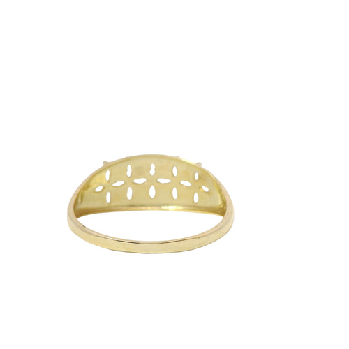 14KT Gold Ring Women's Light Weight Five White CZ Stone Marquise Four Petal Flower Center Band