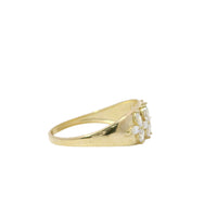 14KT Gold Ring Women's Light Weight Five White CZ Stone Marquise Four Petal Flower Center Band