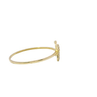 14KT Gold Ring Women's Light Weight Butterfly with White CZ Stones Wings Plain Band