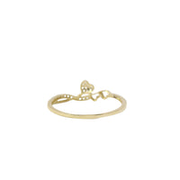 14KT Gold Ring Women's Light Weight Double Open Hearts with White CZ Stone Balloon and Band