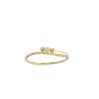 14KT Gold Ring Women's Light Weight Triple Hearts with White CZ Stone Center Heart and Band