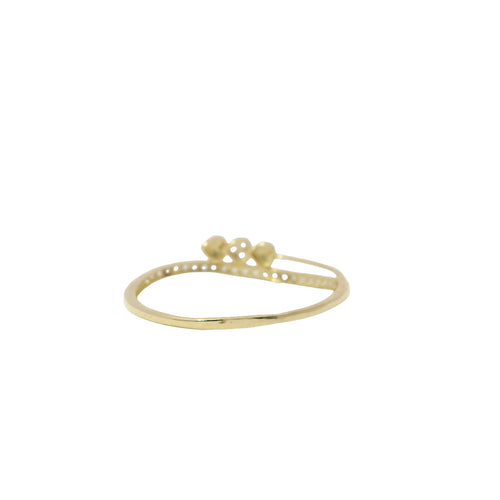 14KT Gold Ring Women's Light Weight Triple Hearts with White CZ Stone Center Heart and Band