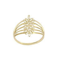 14KT Gold Ring Women's Light Weight Jumbo Marquise Pear Baguette White CZ Stone Snowflake Center Five Way Split Band