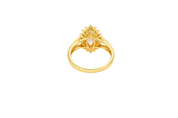 14KT Gold Ring Women's Marquise Pink Center CZ with Round Double CZ Border Plain Split Band