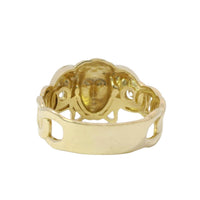 14KT Gold Ring Men's Medusa Head Shape with White CZ Stones Left/Right of Medusa Head Miami Link Band