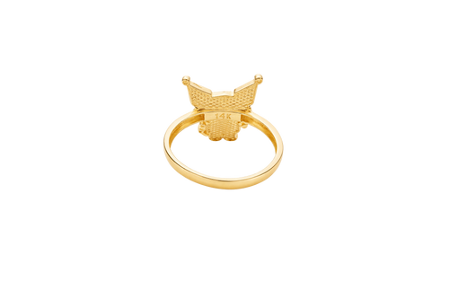 14KT Gold Ring Small Diamond Cut Kuromi with Plain Band