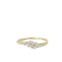 14KT Gold Ring Women's Light Weight Mini Marquise White CZ Stone Mock Bypass Band