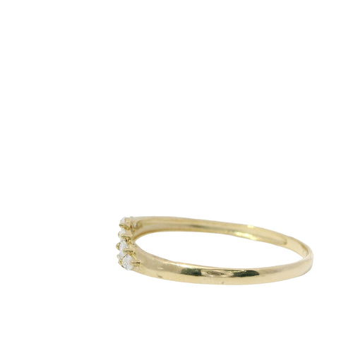 14KT Gold Ring Women's Light Weight Mini Marquise White CZ Stone Mock Bypass Band