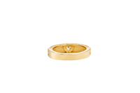 14KT Gold Ring Women's Nugget Band with Heart Shape White CZ Center Stone Plain Border and White CZ Stones on Edge of Band