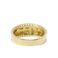 14KT Gold Ring Unisex Jumbo Nugget Band with White CZ Stone Border