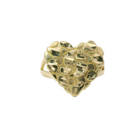 14KT Gold Ring Women's Large Nugget Heart Shape with Plain Split Band