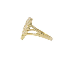 14KT Gold Ring Women's Large Nugget Heart Shape with Plain Split Band