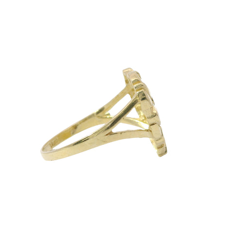 14KT Gold Ring Women's Large Nugget Heart Shape with Plain Split Band