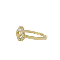 14KT Gold Ring Women's Half Pave Set White CZ Stone Infinity Loop Plain Band
