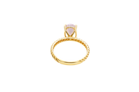 14KT Gold Ring Women's Pink Oval 4 Prong Plain Rope Band
