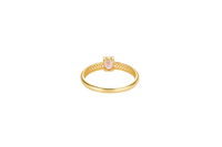 14KT Gold Ring Women's Pink Oval Center CZ Honeycomb Cutout Band
