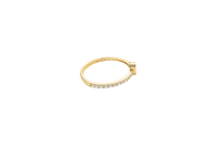 14KT Gold Ring Women's Pink Pear Tear Drop Center CZ Stone with Round White CZ Stones Band