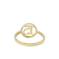 14KT Gold Ring Women's Quinceanera"15" Thin Open Round Center with White CZ Stone Band