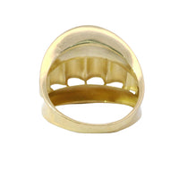 14KT Gold Ring Women's Raised Loop Center Ribbon Wide Plain Band