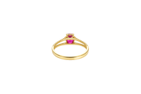 14KT Gold Ring Women's Red Oval Plain Twisted Split Band