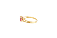 14KT Gold Ring Women's Red Oval Plain Twisted Split Band