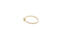 14KT Gold Ring Women's Red Pear Tear Drop Center CZ Stone with Round White CZ Stones Band