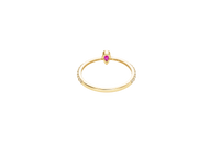 14KT Gold Ring Women's Red Pear Tear Drop Center CZ Stone with Round White CZ Stones Band
