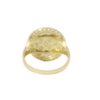 14KT Gold Ring Women's Round Nugget with White CZ Stone Border and Split Band