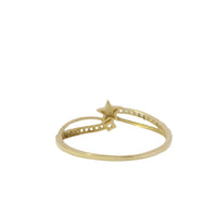 14KT Gold Ring Women's Shooting Star Split White CZ Stone Bypass Band