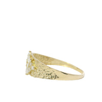 14KT Gold Ring Women's Light Weight White CZ Stone Snowflake Cluster with Nugget Band