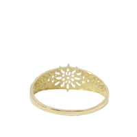 14KT Gold Ring Women's Light Weight White CZ Stone Snowflake Cluster with Nugget Band