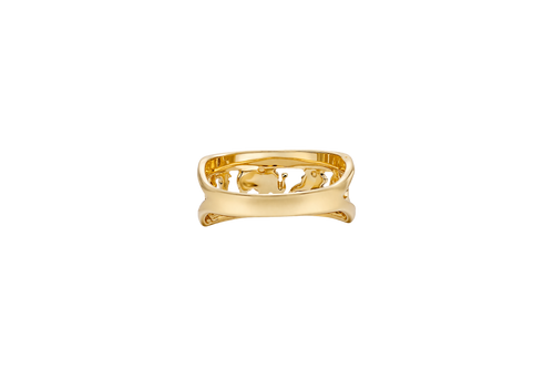 14KT Gold Ring Women's Split Band Good Luck Horseshoe Flower Elephant "13" Center Plain Split Band