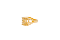 14KT Gold Ring Women's Split Band Good Luck Horseshoe Flower Elephant "13" Center Plain Split Band