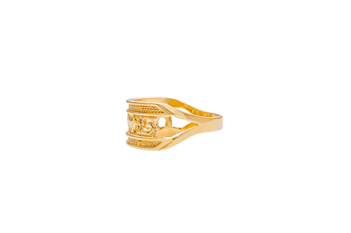 14KT Gold Ring Women's Split Band Good Luck Horseshoe Flower Elephant "13" Center Plain Split Band