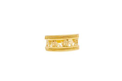 14KT Gold Ring Women's Split Band Good Luck Horseshoe Flower Elephant "13" Center Plain Split Band