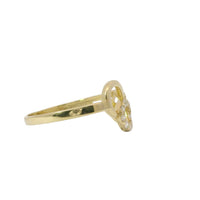14KT Gold Ring Women's Stacked Infinity Loops One White CZ Stone One Plain