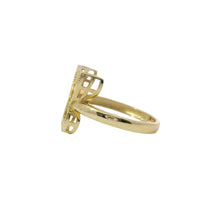 14KT Gold Ring Women's Sunray Butterfly Dotted Border Plain Band