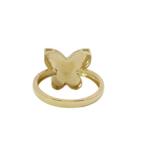 14KT Gold Ring Women's Sunray Butterfly Dotted Border Plain Band