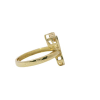 14KT Gold Ring Women's Sunray Butterfly Dotted Border Plain Band