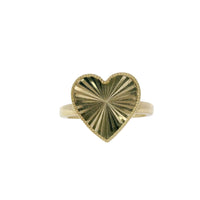 14KT Gold Ring Women's Sunray Heart Dotted Border Plain Band