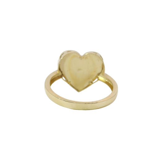 14KT Gold Ring Women's Sunray Heart Dotted Border Plain Band