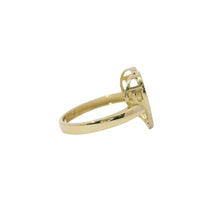 14KT Gold Ring Women's Sunray Heart Dotted Border Plain Band