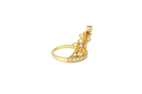 14KT Gold Ring Women's Quincenaera "15" Tall Infinity Loop Tiara 8 White CZ Stones with White CZ Stones Band