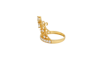14KT Gold Ring Women's Quincenaera "15" Tall Infinity Loop Tiara 8 White CZ Stones with White CZ Stones Band
