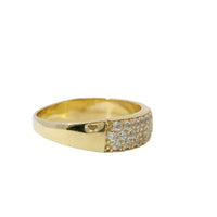 14KT Gold Ring Women's Band Triple Row of Round White CZ Stones