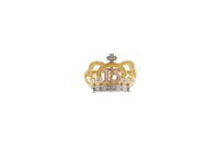 14KT Gold Ring Women's Tri Tone "15" Quinceanera Open Crown with Four White CZ Stones White Gold Band Plain Split Band