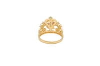 14KT Gold Ring Women's Tri Tone "15" Quinceanera Tiara with Five White CZ Stones White Gold Band Plain Band