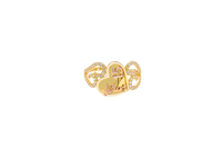 14KT Gold Ring Women's Two Tone "15 ANOS" Quinceanera Plain Heart Center with White CZ Stones Open Heart on Sides Plain Band