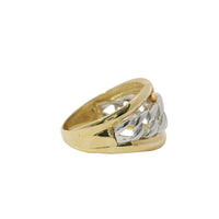 14KT Gold Ring Women's Two Tone Double Lasso / Miami Link Center Band Design